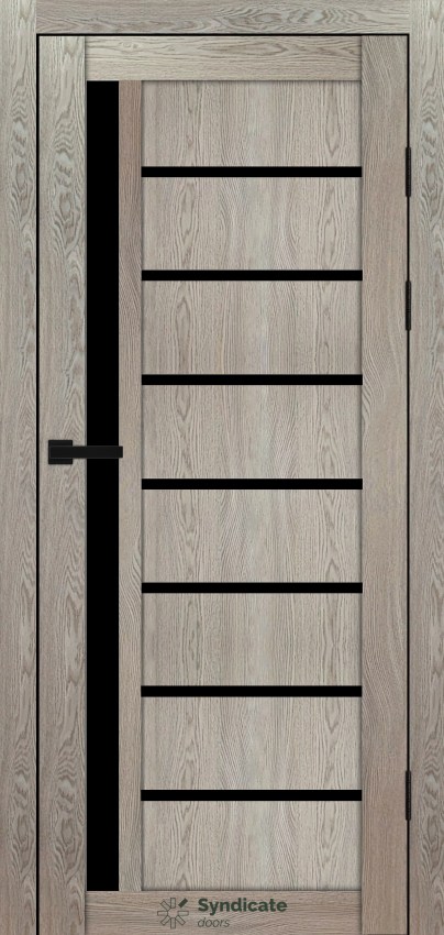 Двери Syndicat Doors PVC 101 Дуб натуральный чёрное стекло